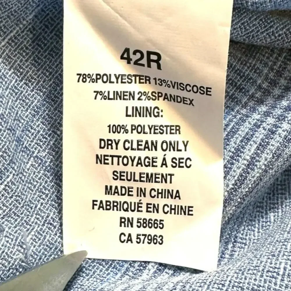 NWT Nordstrom Mens Trim Fit Plaid Linen Blend 2 Button Blazer Size 42R Classic